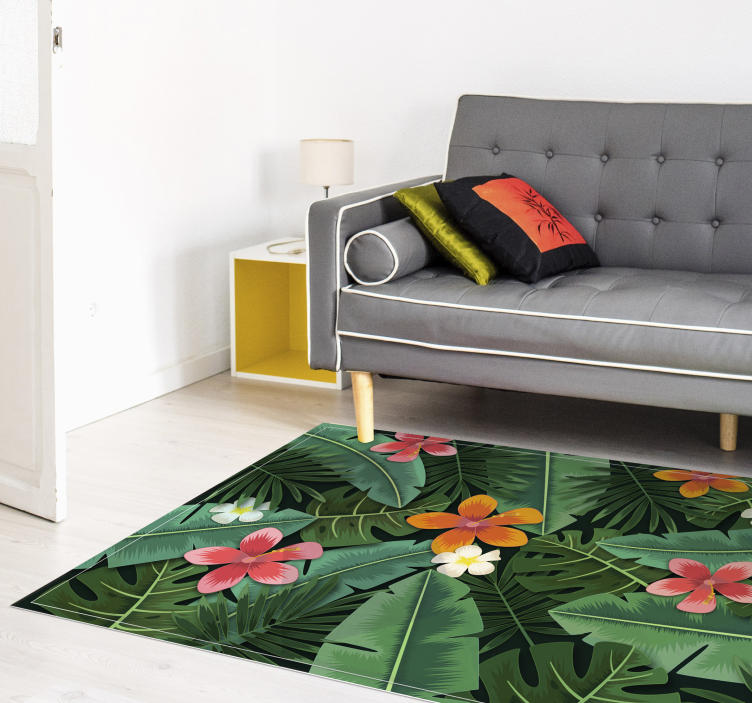 Flores e folhas da selva tapete floral - TenStickers