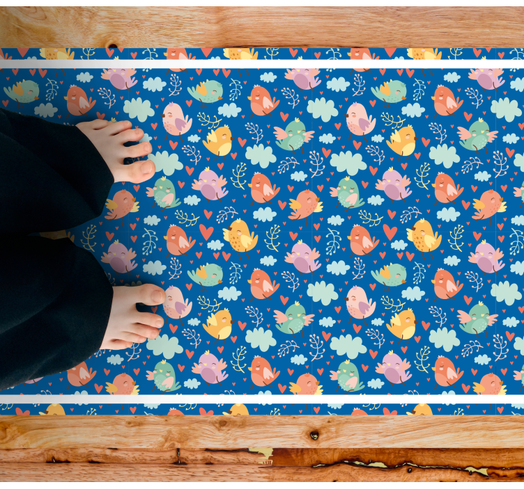 Bonito tapete de desenho animado de pássaros voadores - TenStickers