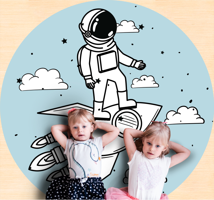 Foguete astronauta e tapete de estrelas - TenStickers