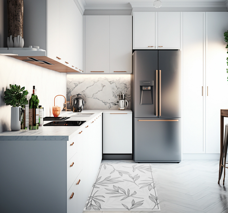 Tapete de vinil folhas cinzentas - TenStickers