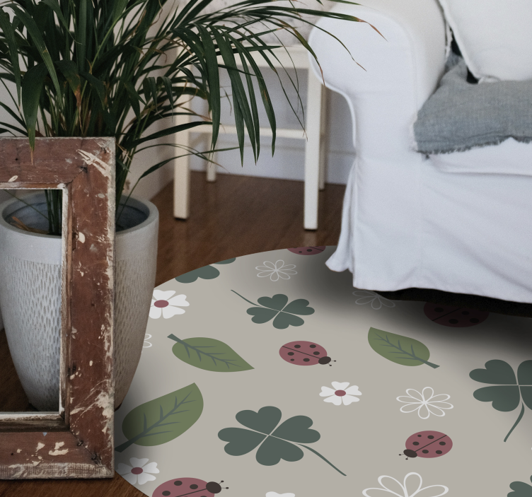 Folhas com tapete de vinil floral joaninha - TenStickers