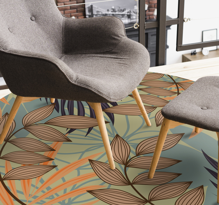 Folhas em galhos tapete de vinil floral - TenStickers