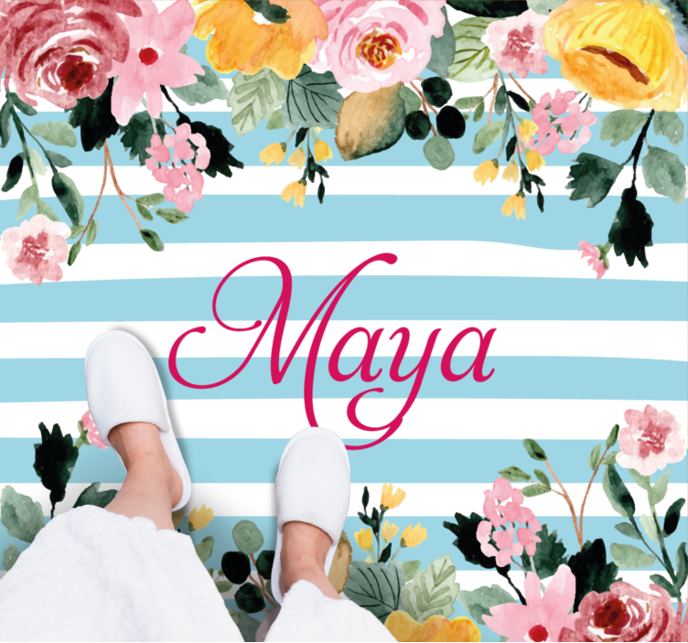 Fundo listrado com tapete personalizado de flores - TenStickers