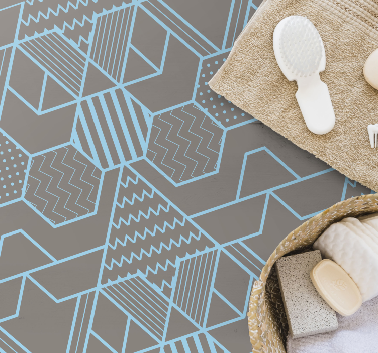 Hexágonos azuis e ladrilhos de mosaico de diamantes - TenStickers