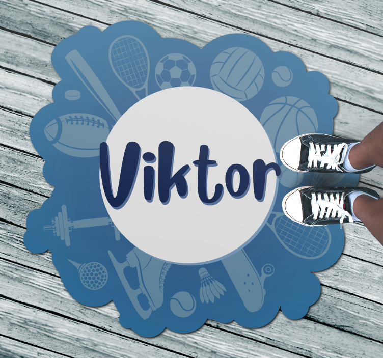 Jogador de esportes com tapete personalizado com nome - TenStickers