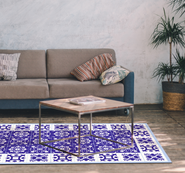 Adorável carpete azulejo branco e azul - TenStickers