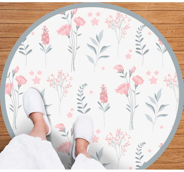 Tapete floral com estampa plana adorável de flores rosa - TenStickers