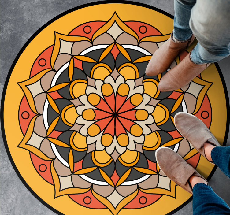 Mandala laranja com tapete de vinil de mandala de flores - TenStickers