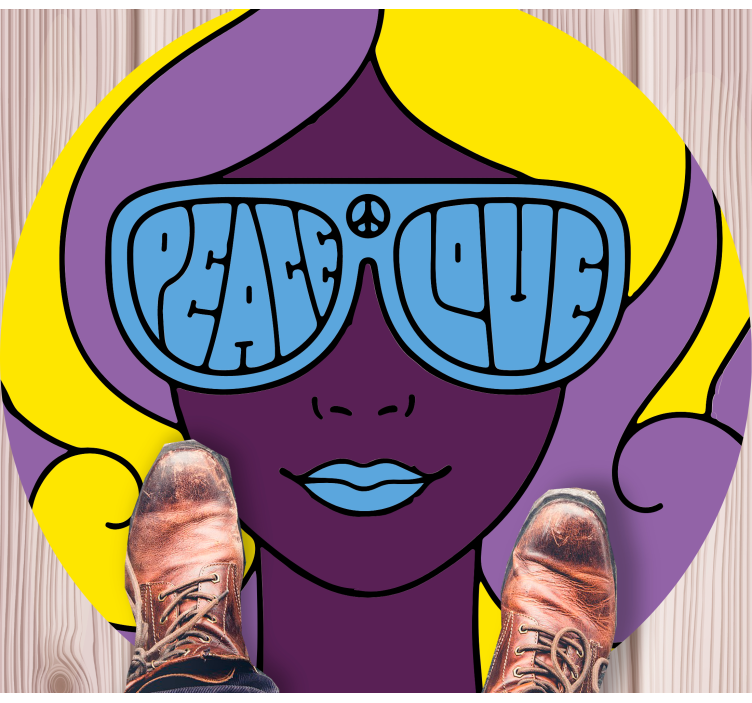 Menina com óculos de paz e amor tapete vintage - TenStickers