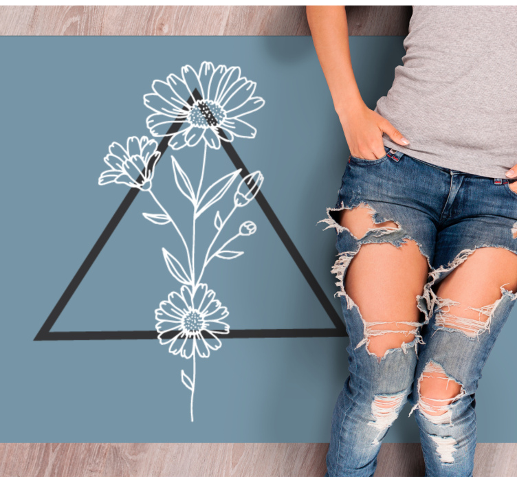Flores minimalistas com triângulo atrás do tapete - TenStickers