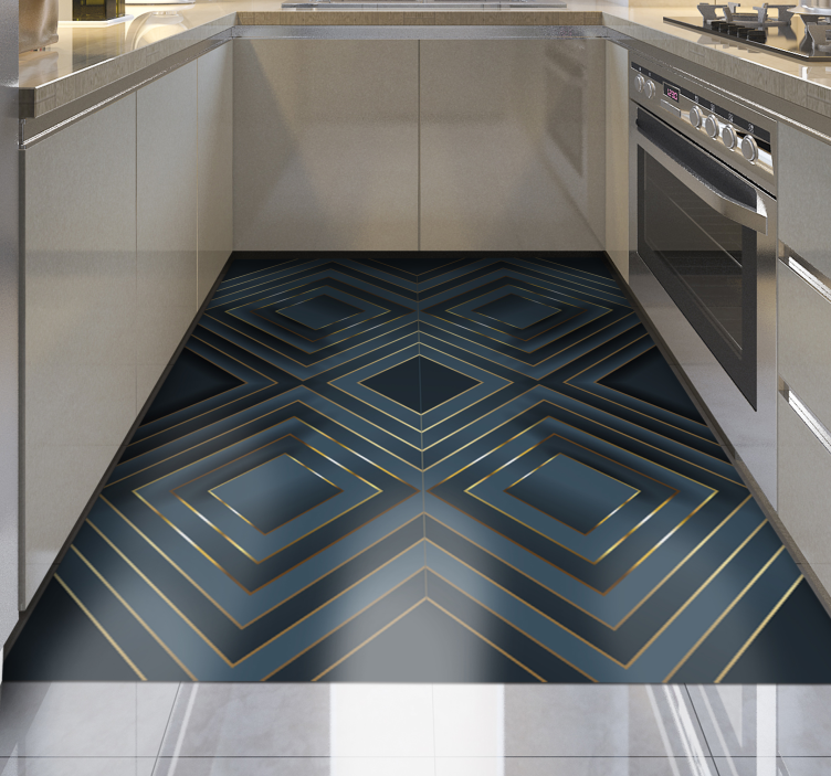 Mosaico azul com tapete de vinil estampado - TenStickers