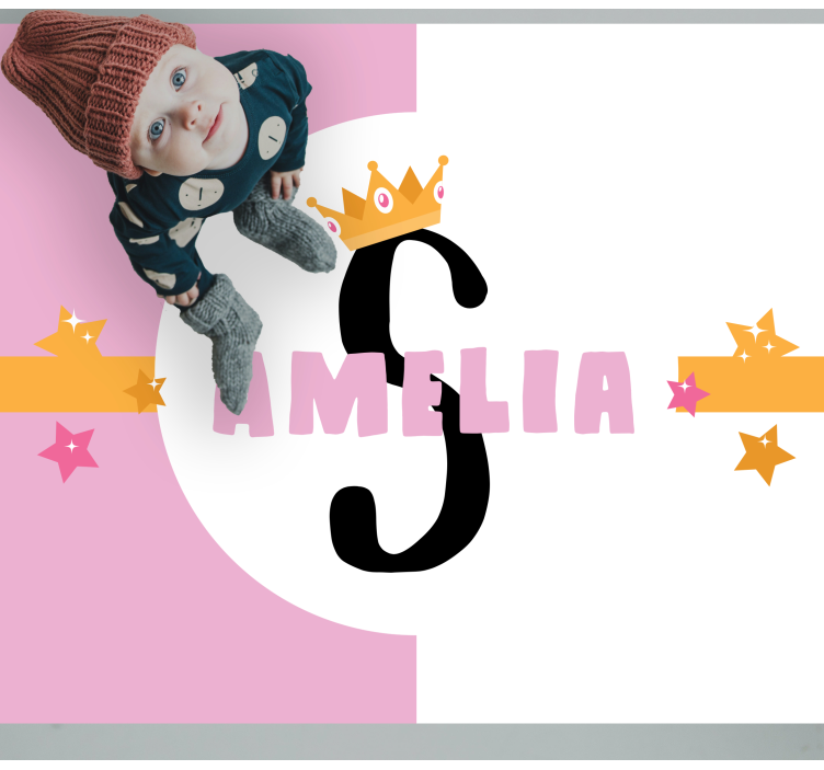 Nome de princesa estrelada com tapete de vinil coroa infantil - TenStickers
