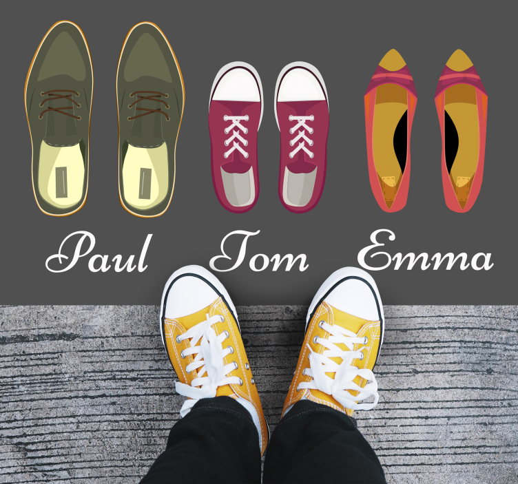 Nomes de familiares com tapete personalizado de sapatos - TenStickers