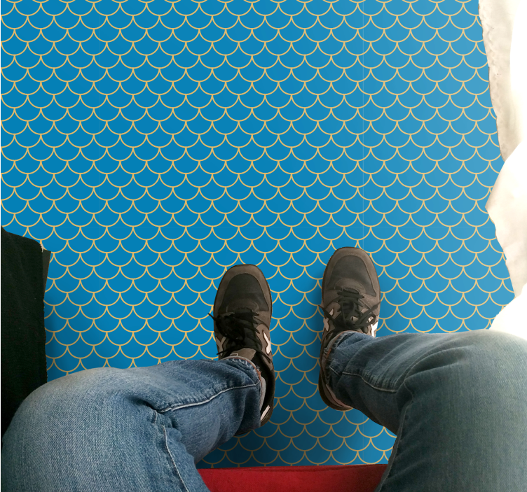 Piso de casa de banhocom padrão de escamas de peixe azul - TenStickers