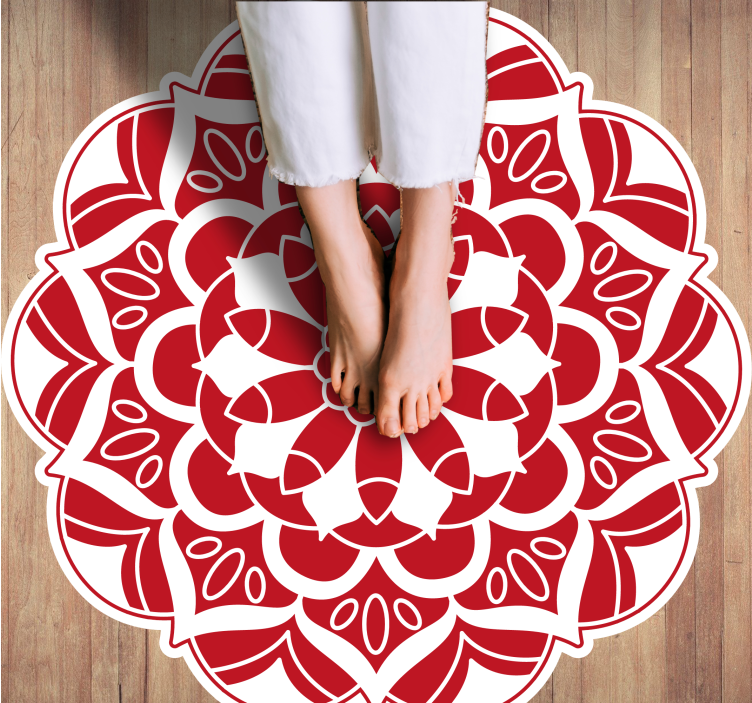 Tapete de mandala de vinil com padrão floral vermelho - TenStickers
