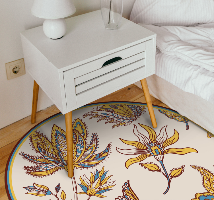 Conjunto de flores paisley tapete do quarto de vinil - TenStickers