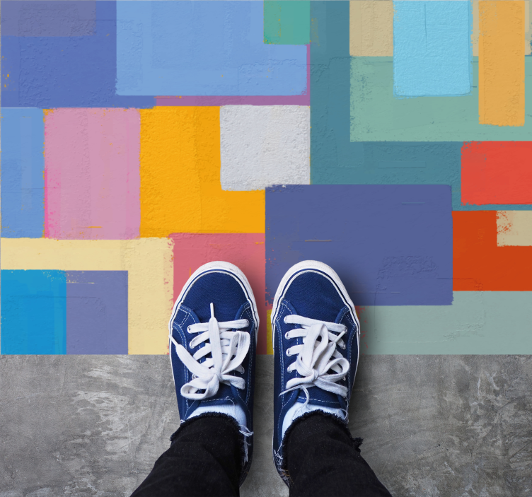 Pintura abstrata tapete de quadrados coloridos - TenStickers