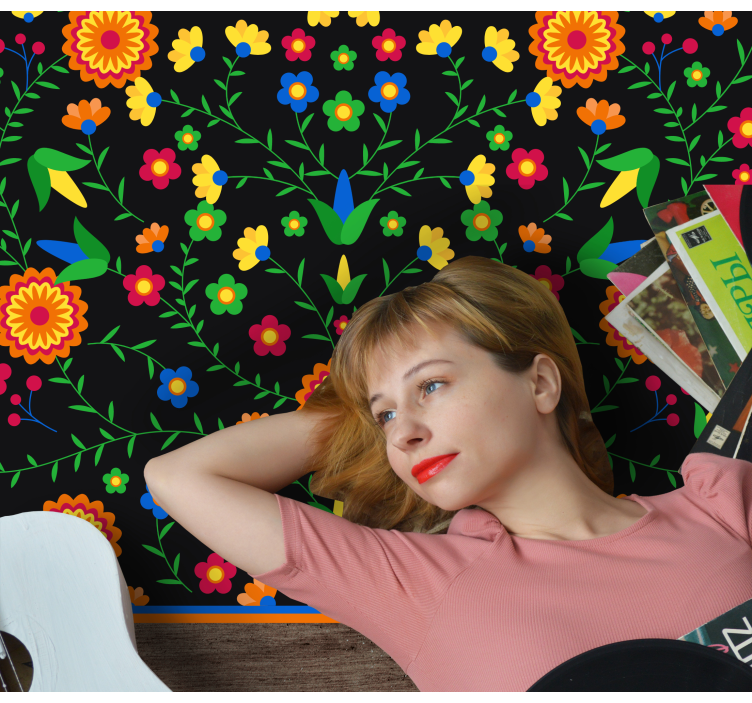 Azulejos de cozinha com padrão de flores - TenStickers