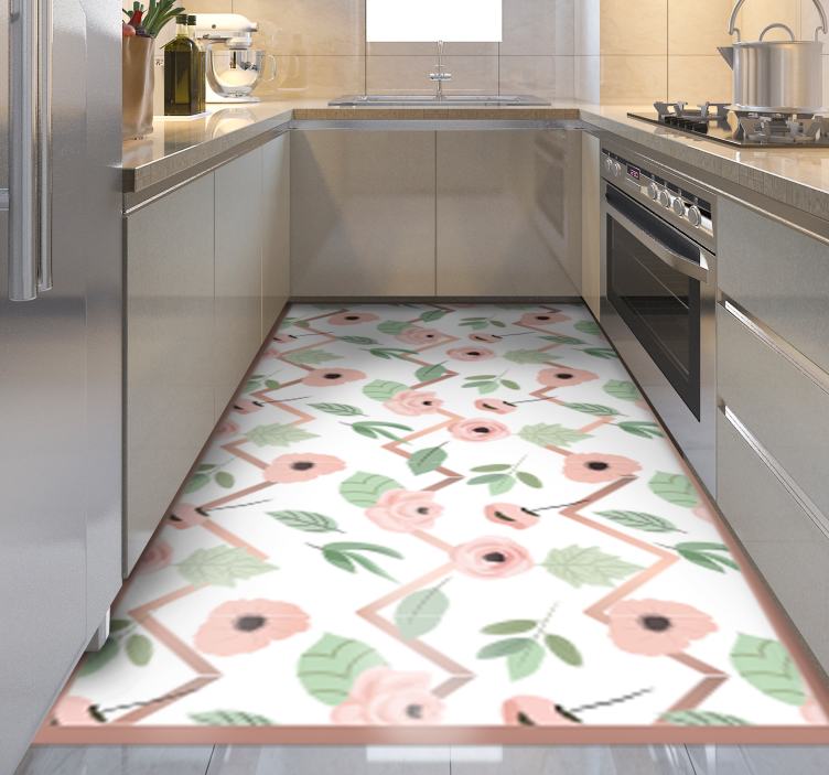 Azulejos de cozinha zig zaks florais - TenStickers