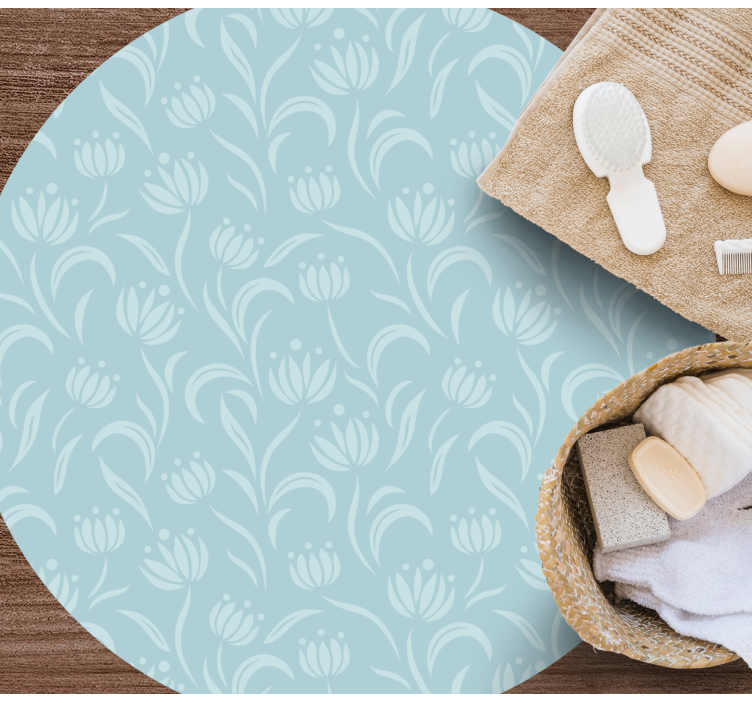 Piso de casa de banhode textura floral azul - TenStickers