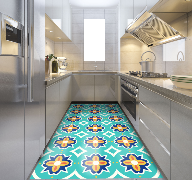 Piso de mosaico com textura turquesa - TenStickers