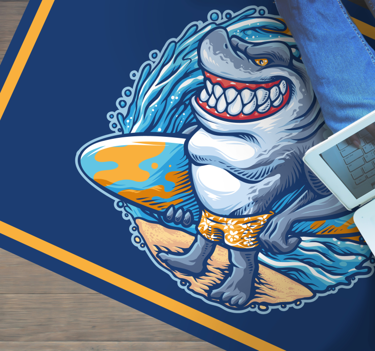 Prancha de surf tubarão cartoon tapete moderno - TenStickers