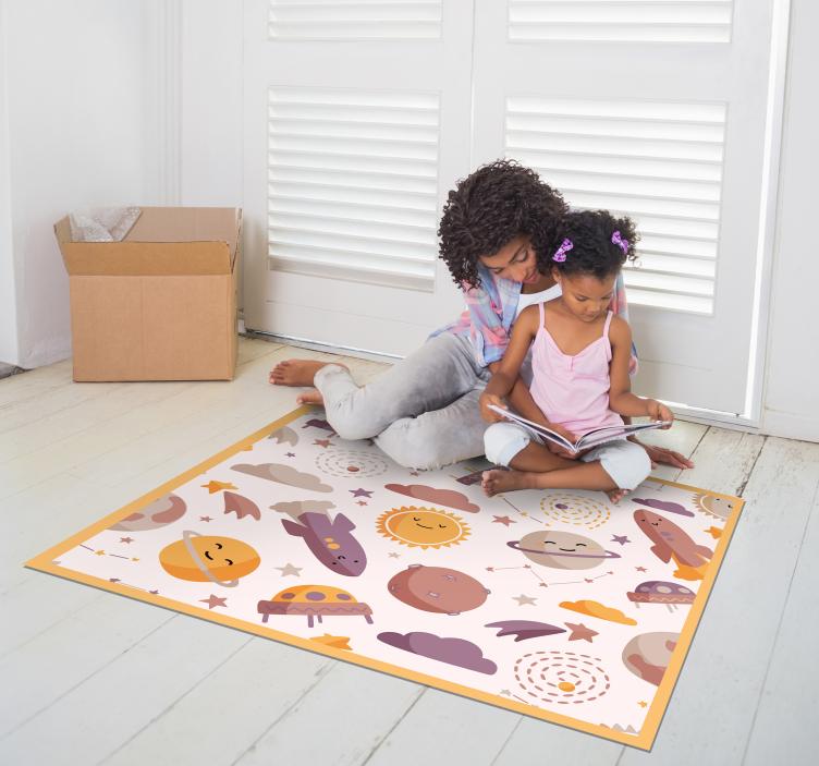Sorrindo desenhos animados planetas baby play mat - TenStickers