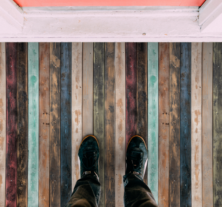 Tapete de vinil com pranchas verticais coloridas com efeito de ma - TenStickers