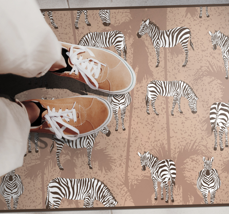 Tapete de animal marrom zebra e palmas - TenStickers