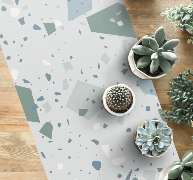 Tapete azul e branco com textura de terrazzo - TenStickers