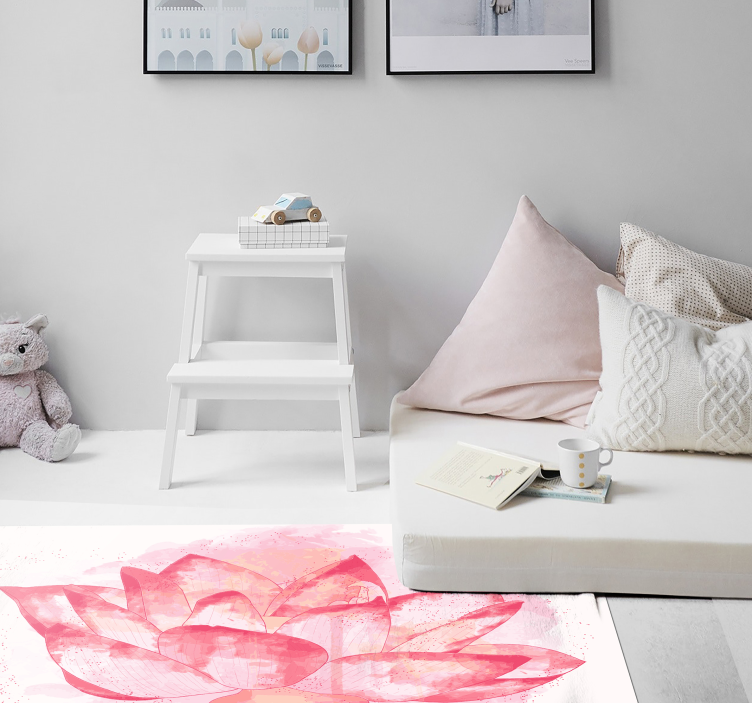 Tapete floral aquarela circular de lótus - TenStickers