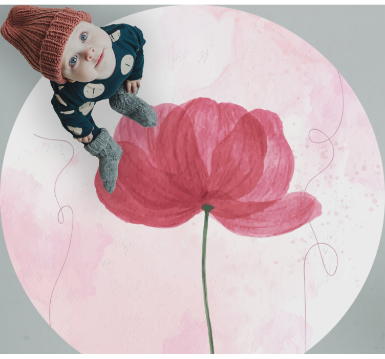 Tapete circular de flores pintadas - TenStickers
