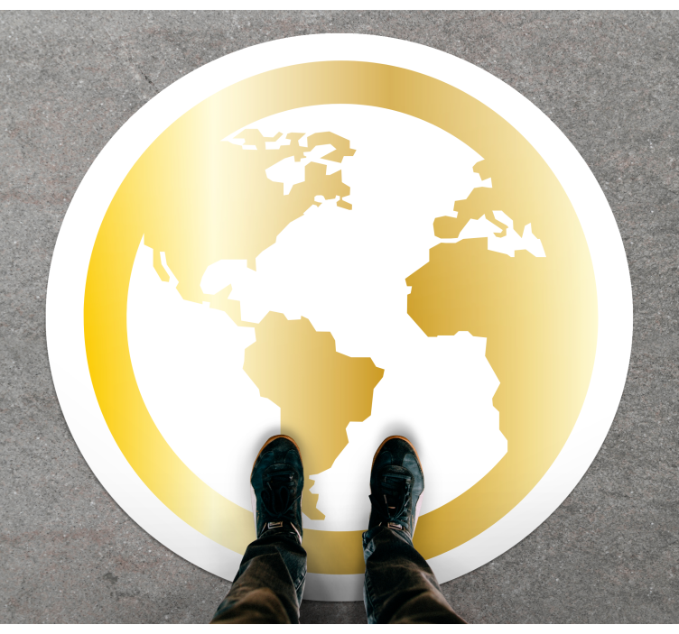 Tapete circular de mapa-múndi dourado - TenStickers