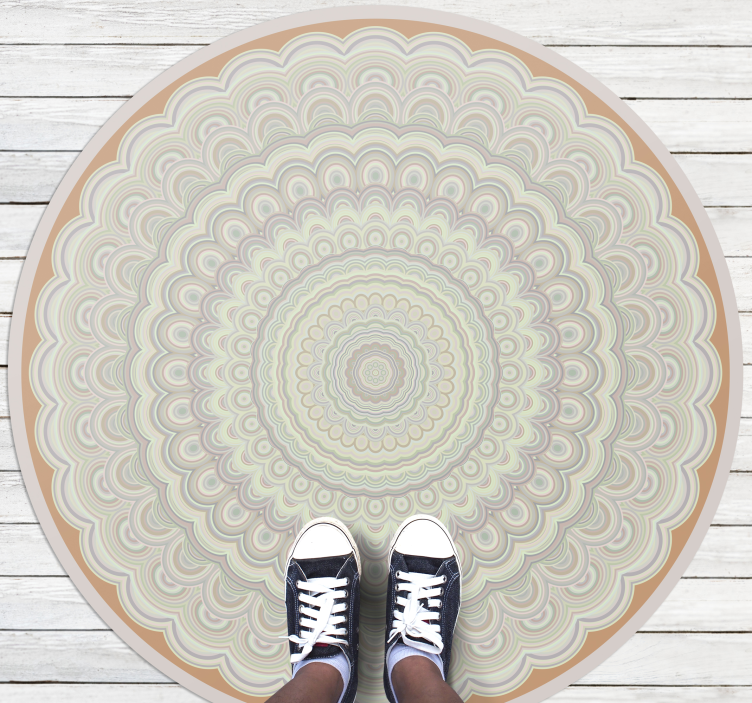 Tapete circular mandala de vinil bege - TenStickers
