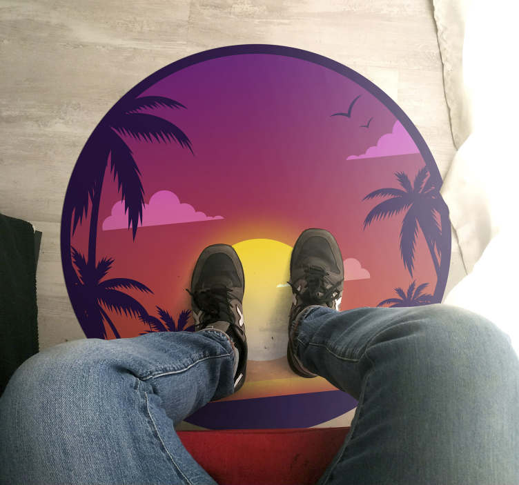 Tapete de vinil da natureza do pôr do sol dos anos 70 - TenStickers