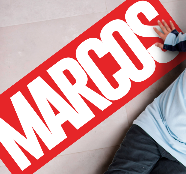 Tapete de chão com nome personalizado em quadrinhos - TenStickers