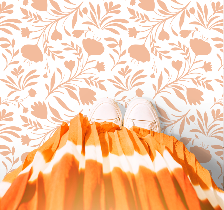 Tapete floral de folhas vintage rosa - TenStickers