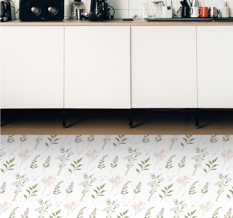 Tapete floral minimalista com padrão de flores silvestres - TenStickers