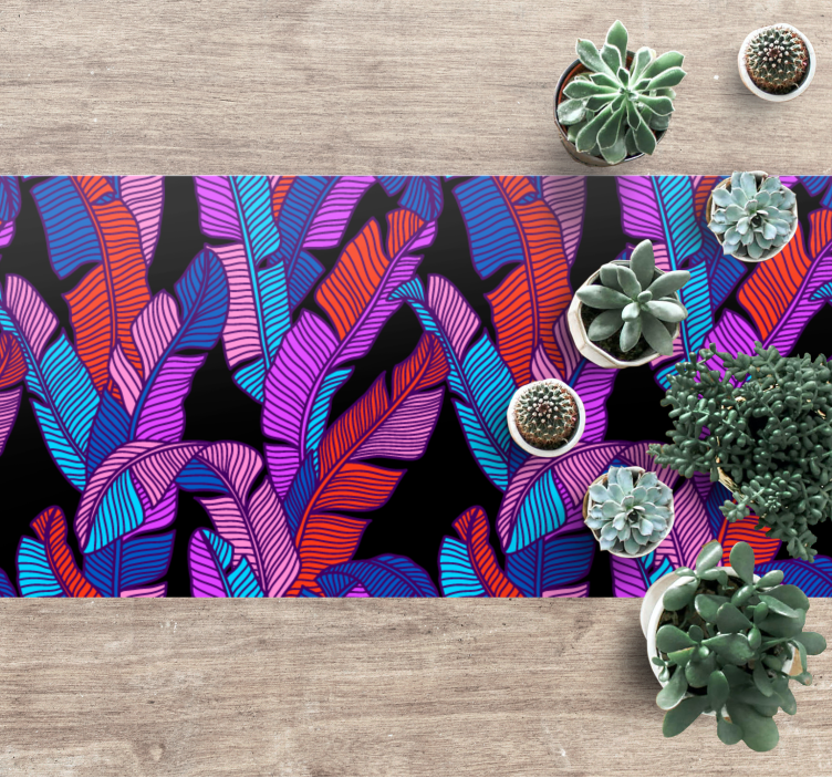 Tapete retângulo com padrão de folhas psicodélicas - TenStickers