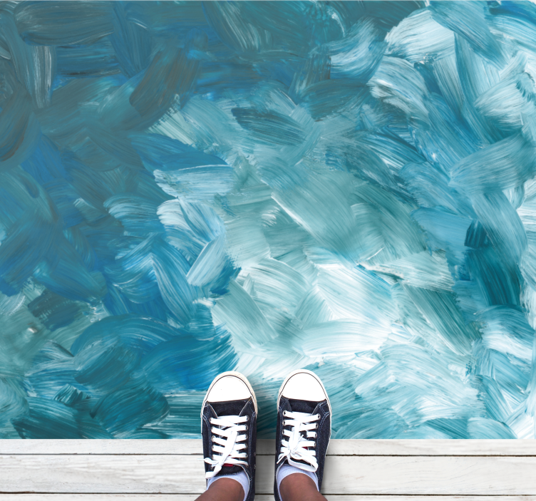 tapete em vinil retangular com pincelada azul abstrato - TenStickers