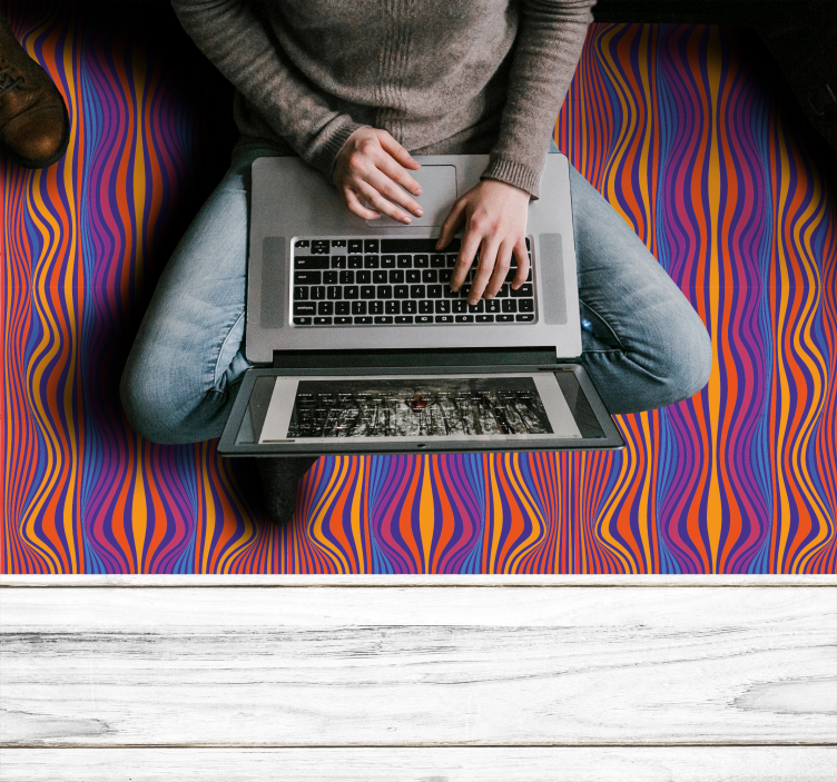 tapete em vinil retangular de linhas groovy psicodélicas - TenStickers