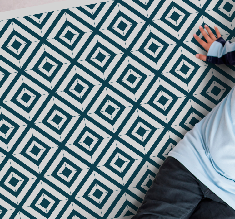 Carpete azul e cinza com linhas diagonais - TenStickers