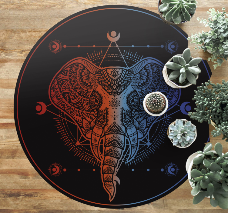 Tapete circular mandala elefante mandala vinil - TenStickers