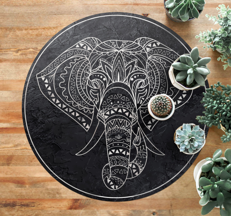 Tapete mandala de textura de mármore em forma de elefante - TenStickers