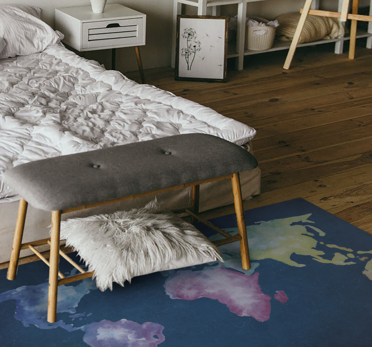 Tapete de mapa-múndi de fundo azul colorido artístico - TenStickers