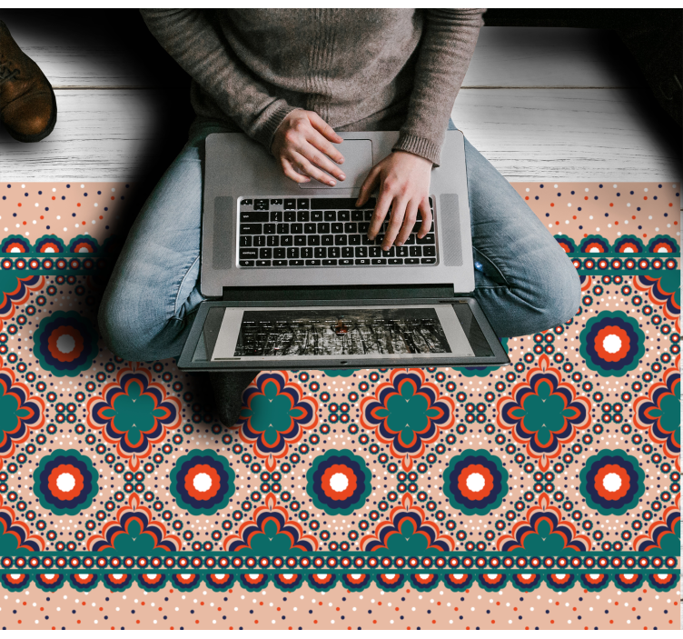 Tapete de quarto com padrão geométrico floral boho - TenStickers
