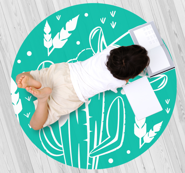 Tapete de sala de estar padrão ocidental de cacto e chapéu - TenStickers