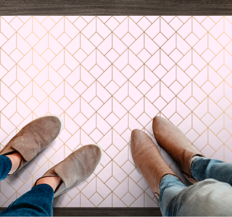 Tapete rosa com linhas douradas com padrão ragular - TenStickers