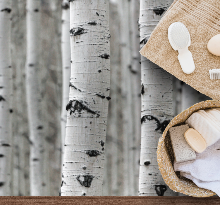 Tapete de textura de floresta de árvore de bétula branca - TenStickers