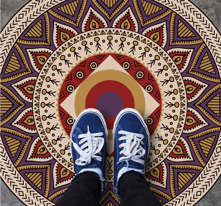 Tapete de textura mandala bege floral - TenStickers